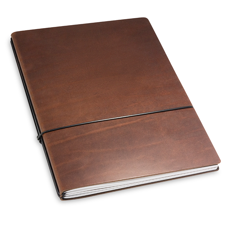 A4+ 2er Notebook nature leather, dark brown (L60)