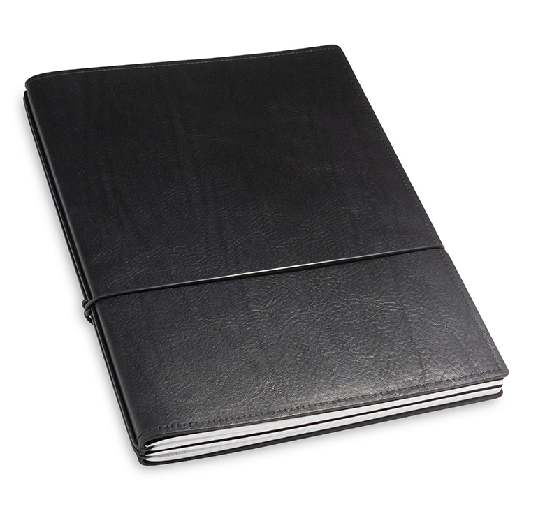 A4+ 2er Notebook nature leather, black (L40)