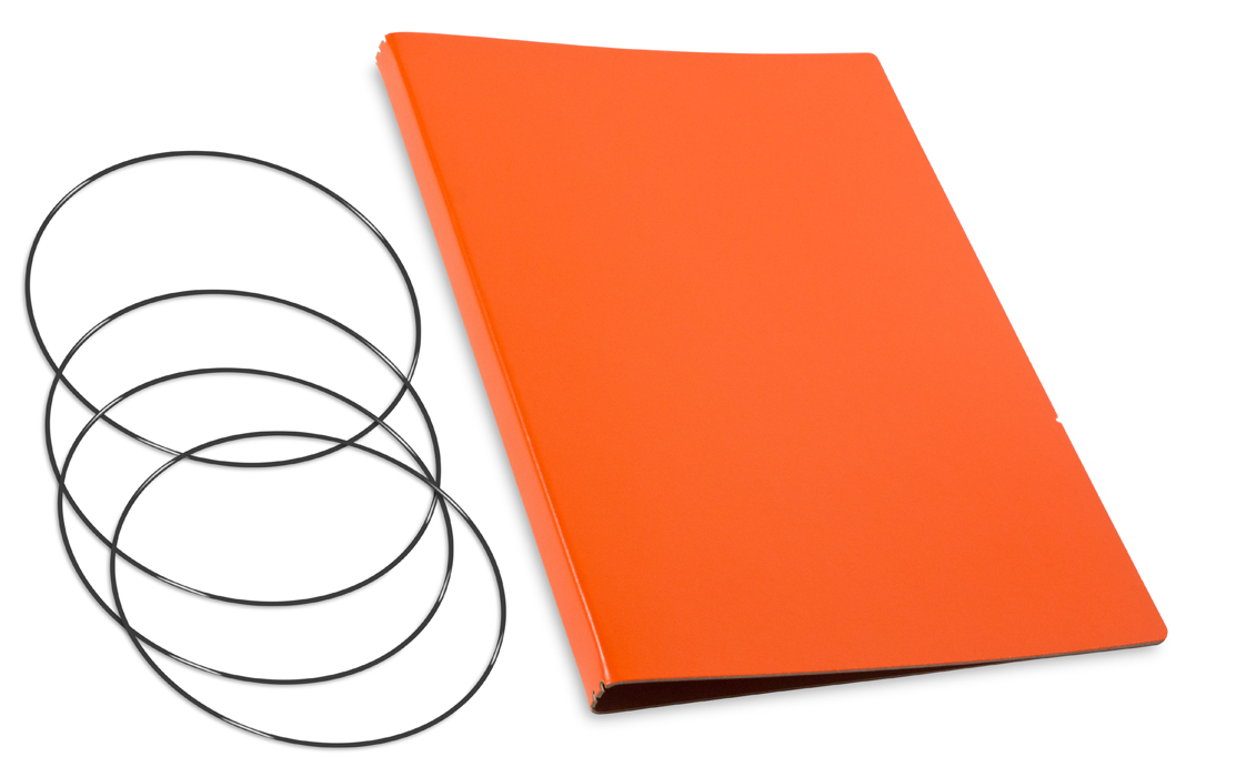A4+ Couverture pour 3 carnets, Lefa orange, ElastiXs inclus (L250)