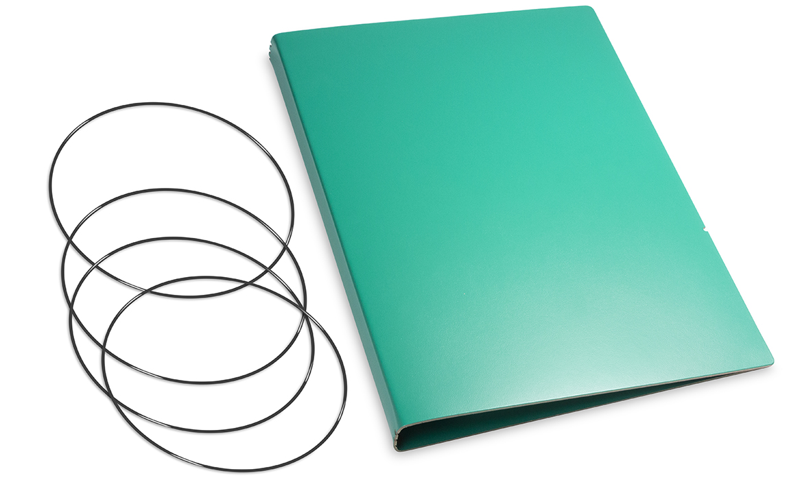 A4+ Couverture pour 3 carnets, Lefa vert turquoise, ElastiXs inclus (L230)