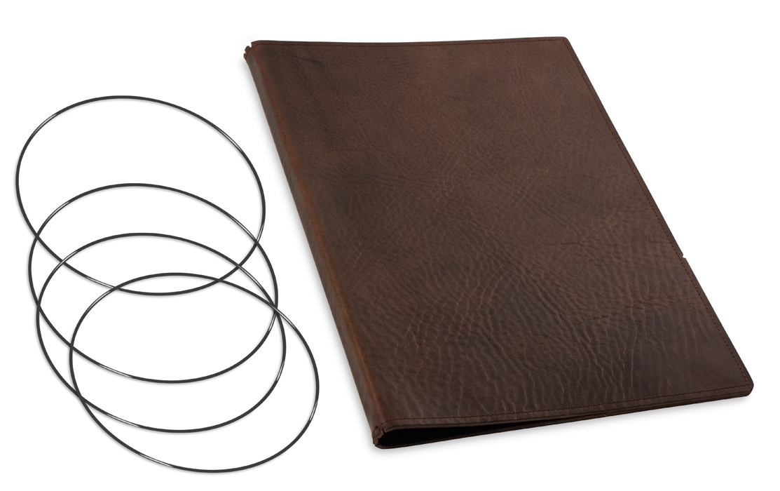 A4+ Cover for 3 inlays, leather nature chestnut incl. ElastiXs (L30)