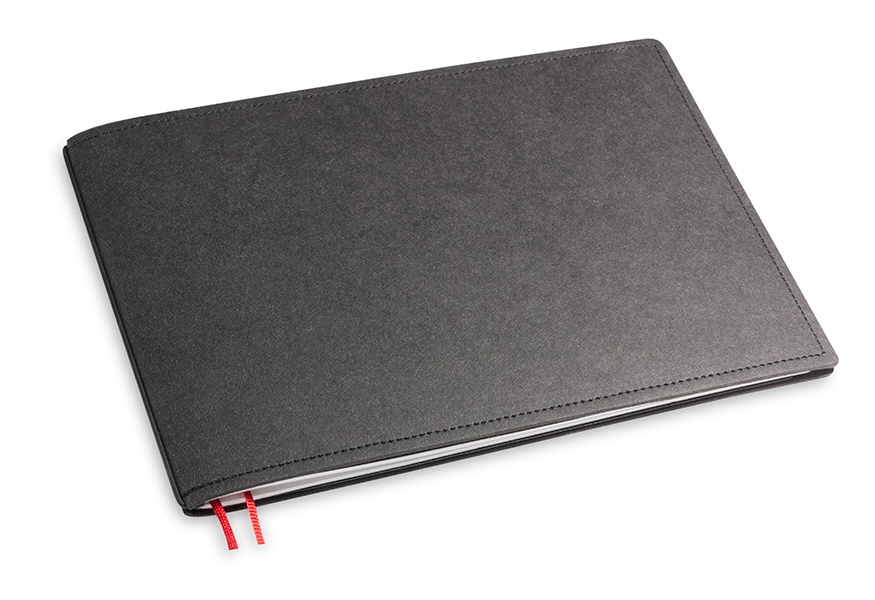 A5+ Landscape 1er notebook Texon black, 1 inlay (L210)
