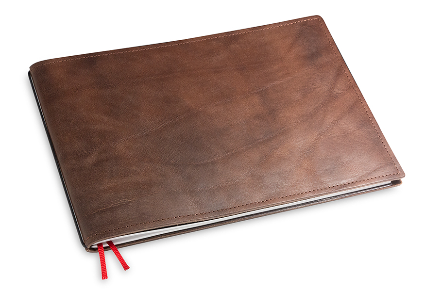A5+ Landscape 1er notebook leather nature chestnut, 1 inlay (L30)