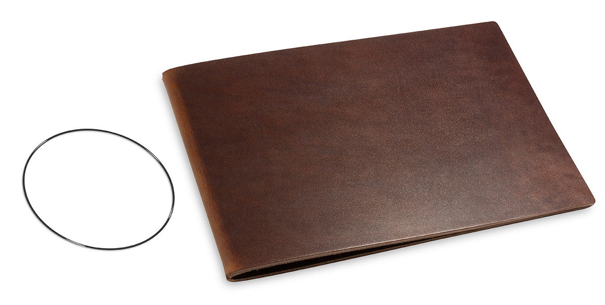 A5+ Panorama Couverture pour 1 carnet, cuir ferme brun foncé, ElastiXs inclus (L60)