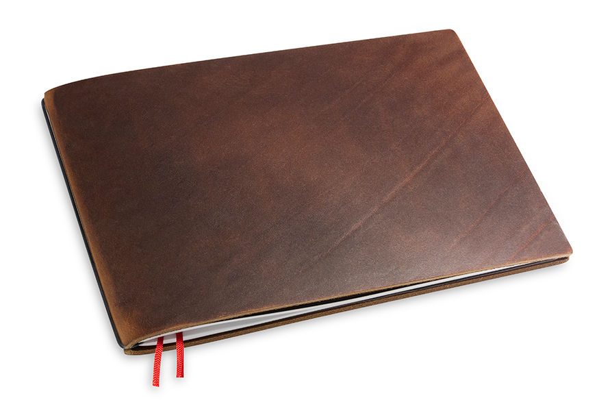 A5+ Landscape 1er notebook leather nature dark brown, 1 inlay (L60)
