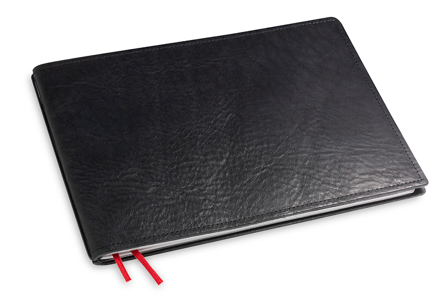 A5+ Landscape 1er notebook leather nature black, 1 inlay (L40)