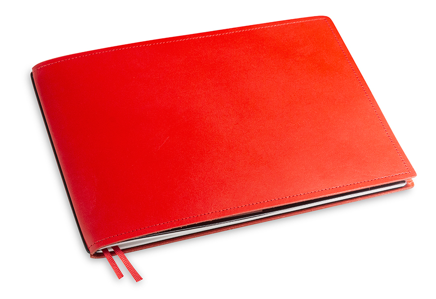 A5+ Panorama 1er cuir lisse rouge avec 1 carnet de notes (L90)