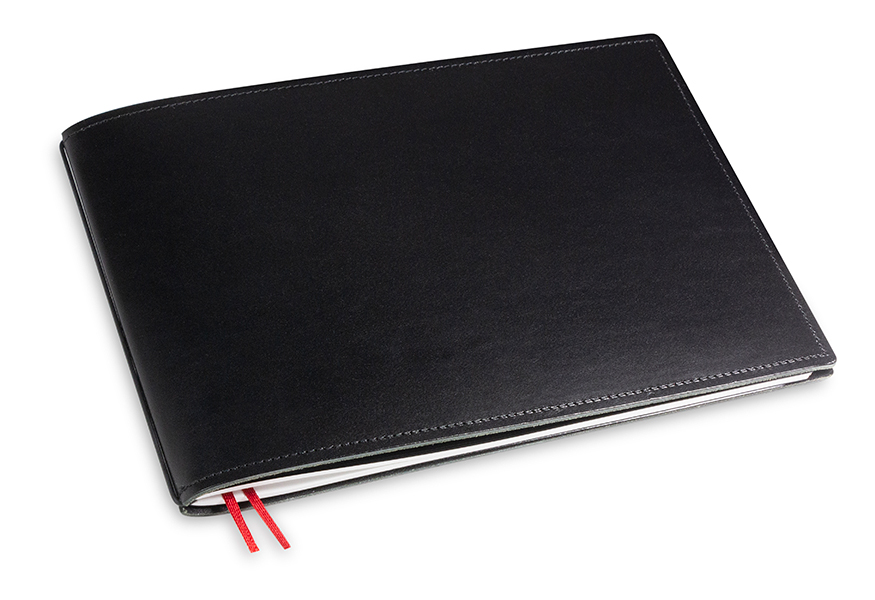 A5+ Landscape 1er notebook smooth leather black, 1 inlay (L140)