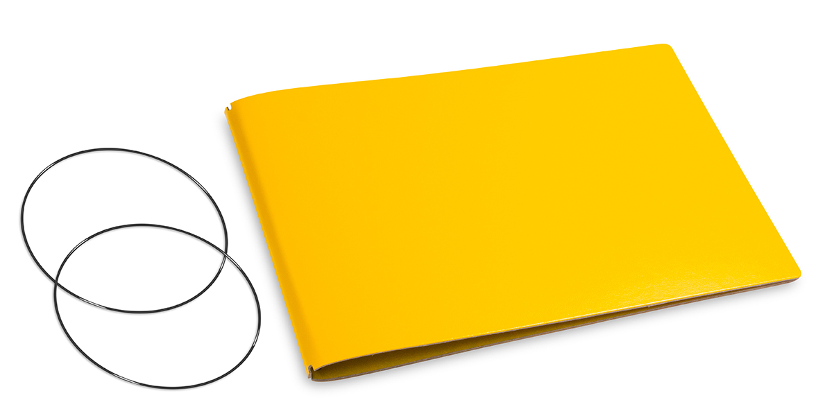 A5+ Panorama Couverture pour 2 carnets, Lefa jaune, ElastiXs inclus (L240)