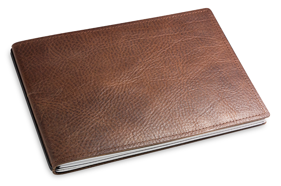 A5+ Landscape 2er notebook leather nature chestnut, 2 inlays (L30)