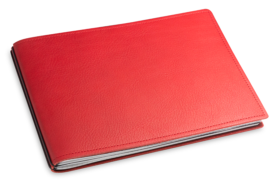 A5+ Landscape 2er notebook leather nature red, 2 inlays (L20)