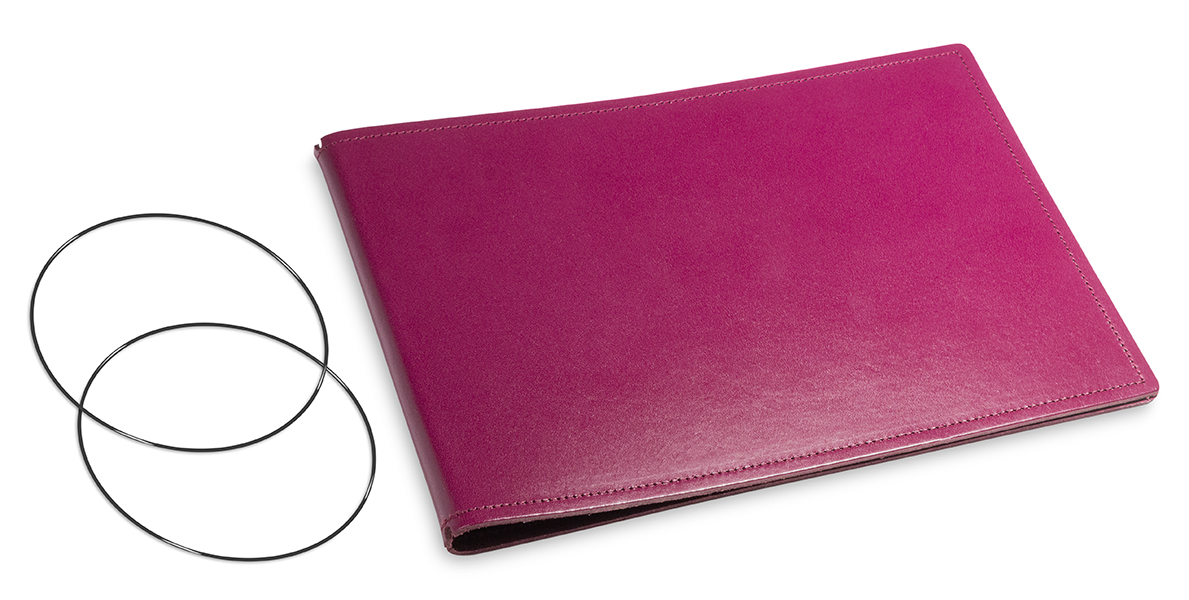A5+ Landscape Cover for 2 inlays, leather smooth purple incl. ElastiXs (L110)