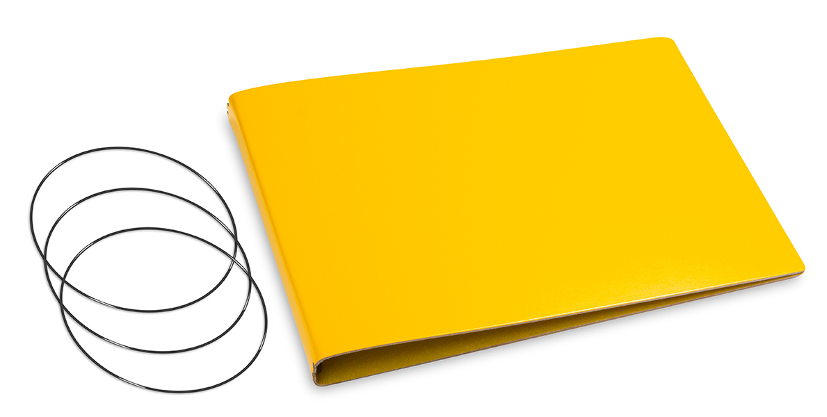 A5+ Panorama Couverture pour 3 carnets, Lefa jaune, ElastiXs inclus (L240)