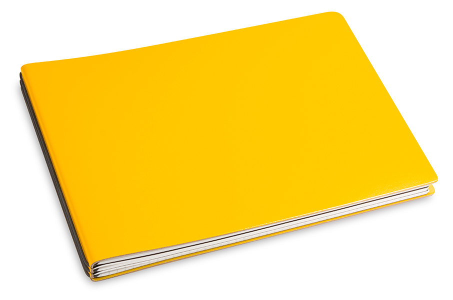 A5+ Landscape 3er notebook with weekly calendar 2024 Lefa yellow, 3 inlays (L240)