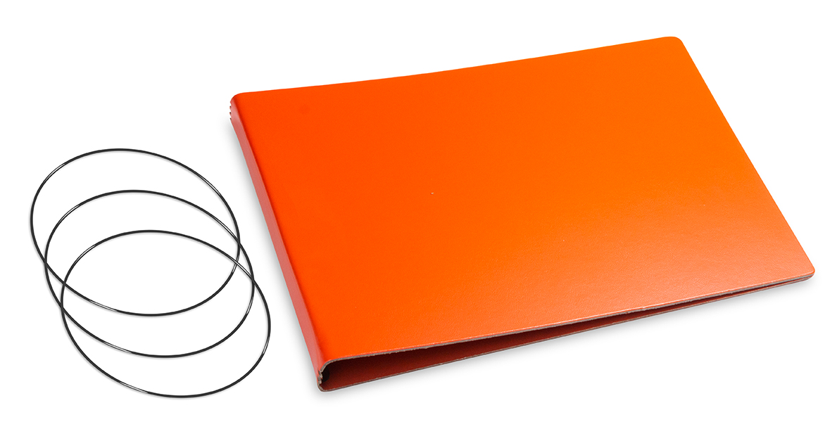 A5+ Panorama Couverture pour 3 carnets, Lefa orange, ElastiXs inclus (L250)