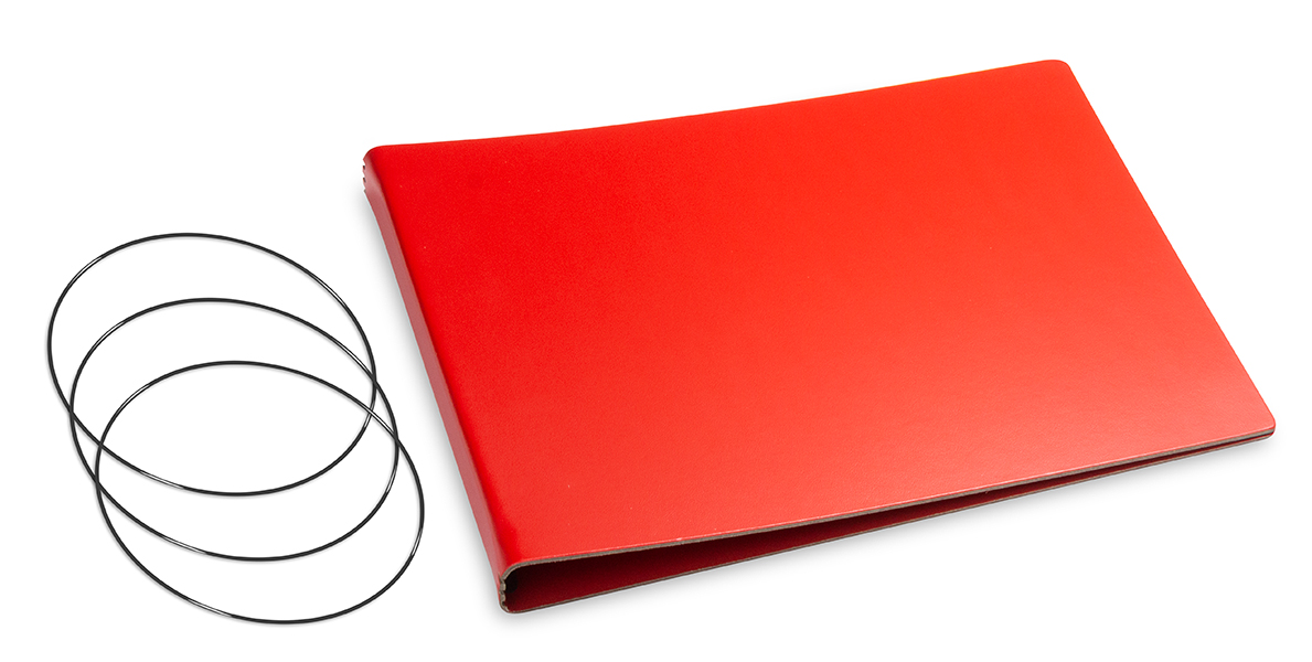 A5+ Panorama Couverture pour 3 carnets, Lefa rouge, ElastiXs inclus (L160)
