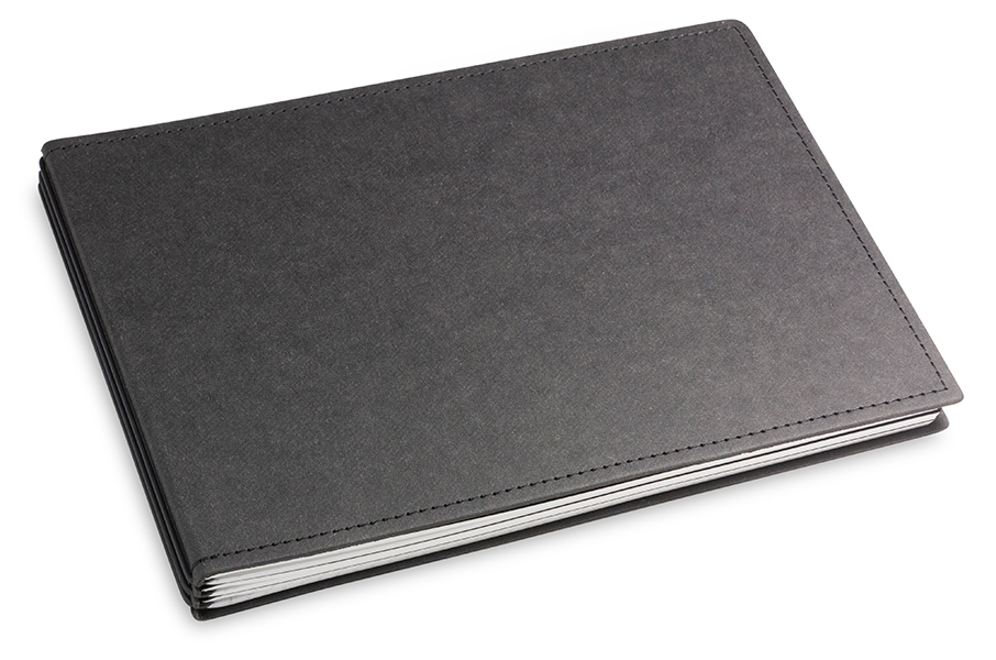 A5+ Landscape 3er notebook with weekly calendar 2024 Texon black, 3 inlays (L210)