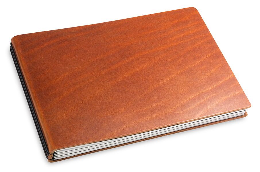 A5+ Landscape 3er notebook leather nature brandy, 3 inlays (L50)