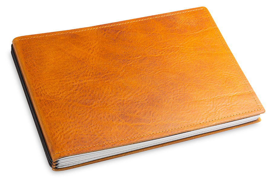 A5+ Landscape 3er notebook with weekly calendar 2024 leather nature cognac, 3 inlays (L10)