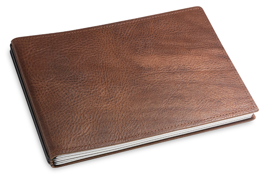 A5+ Landscape 3er notebook leather nature chestnut, 3 inlays (L30)