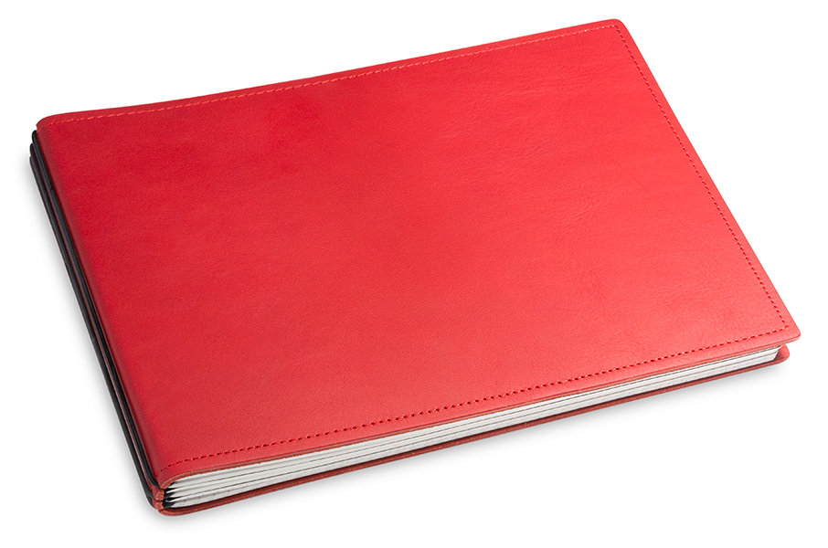 A5+ Landscape 3er notebook with weekly calendar 2024 leather nature red, 3 inlays (L20)