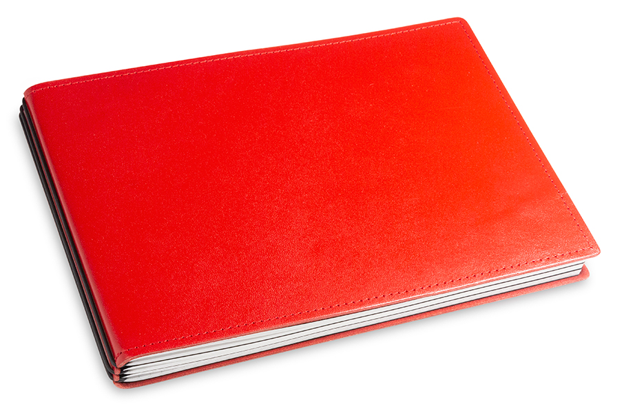 A5+ Landscape 3er notebook with weekly calendar 2024 smooth leather red, 3 inlays (L90)