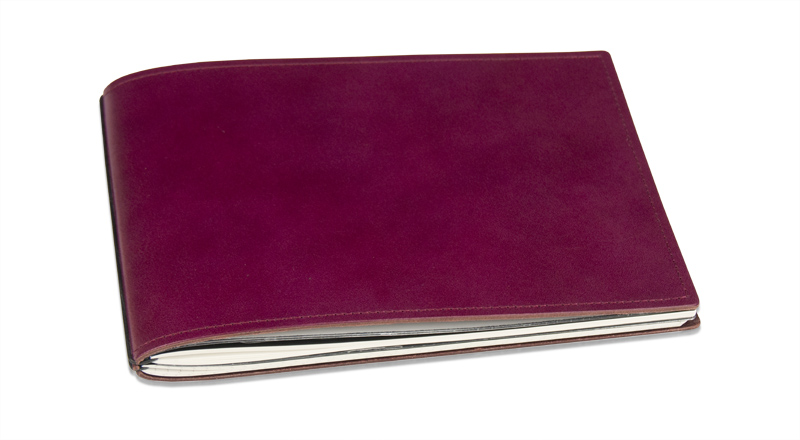 A5+ Landscape 2er notebook smooth leather purple, (L110)