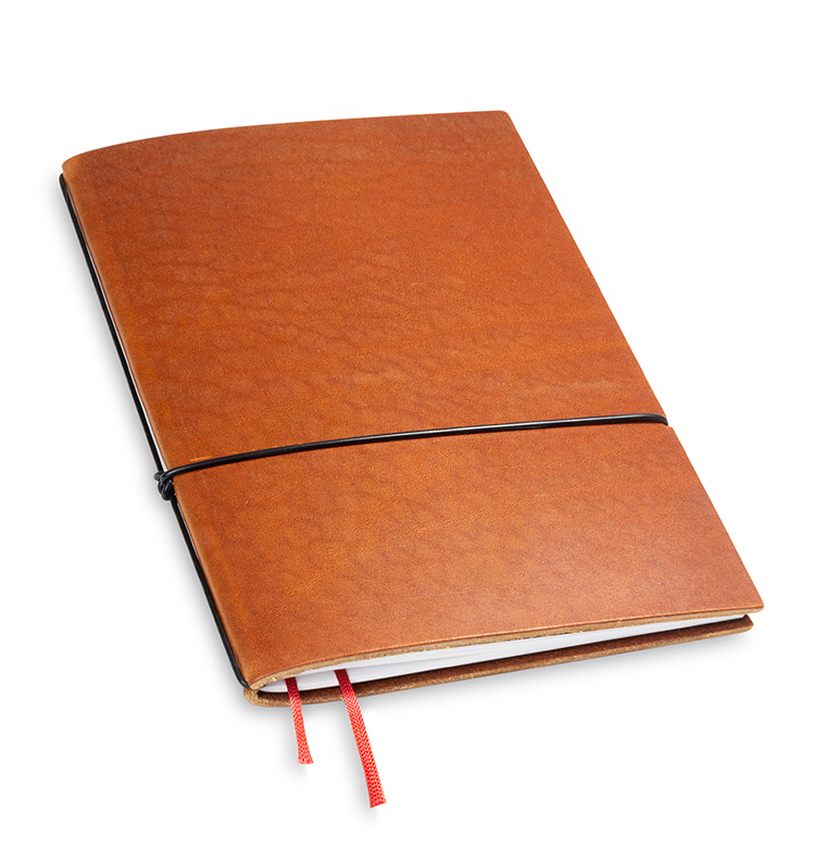 A5 1er notebook nature leather brandy, 1 inlay (L50)