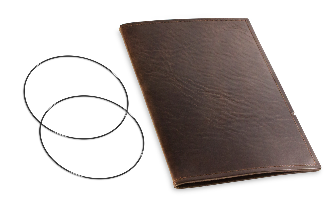 A5 Cover for 1 inlay, leather nature chestnut incl. ElastiXs (L30)