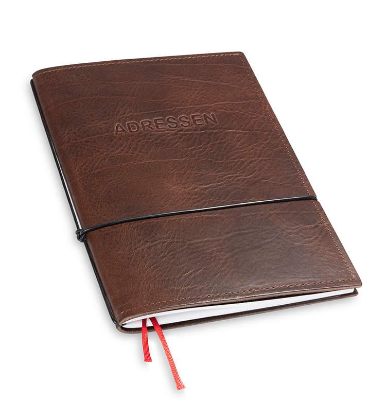 A5 1er adressbook nature leather chestnut, 1 inlay (L30)