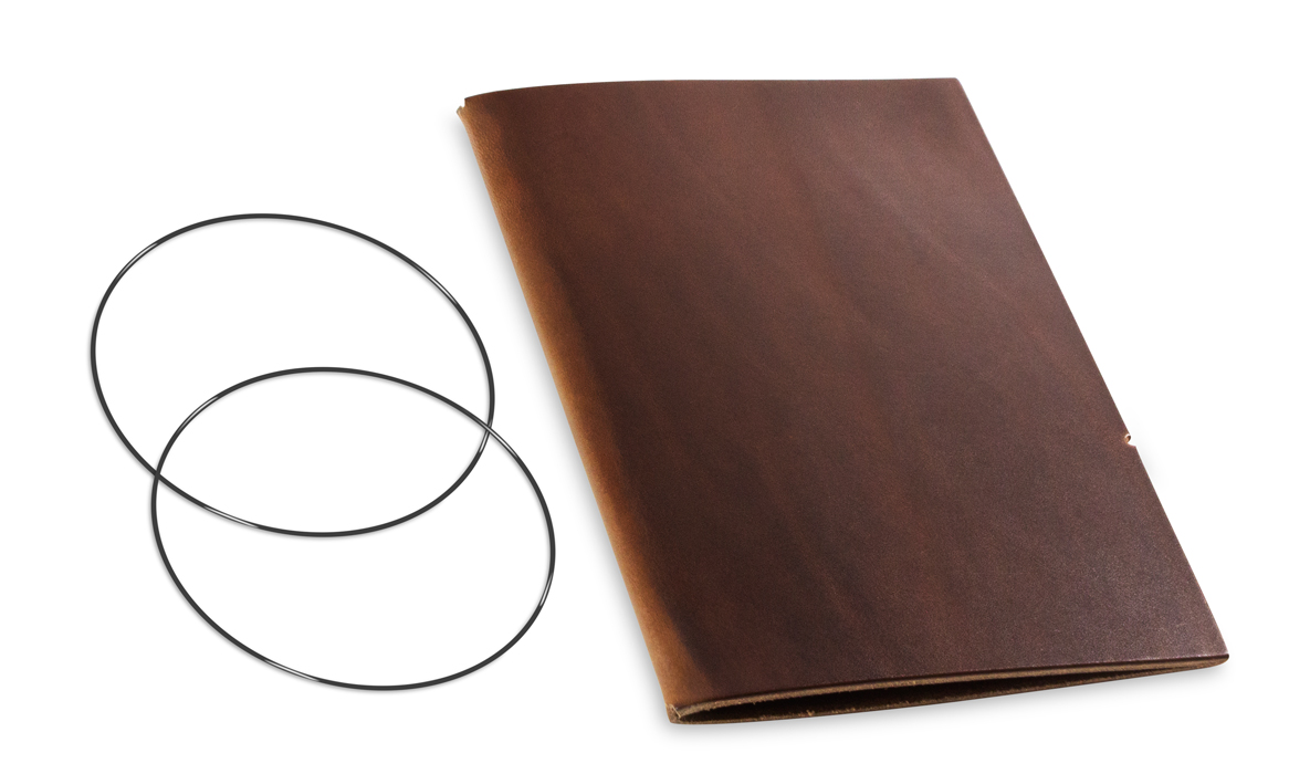 A5 Cover for 1 inlay, leather nature dark brown incl. ElastiXs (L60)