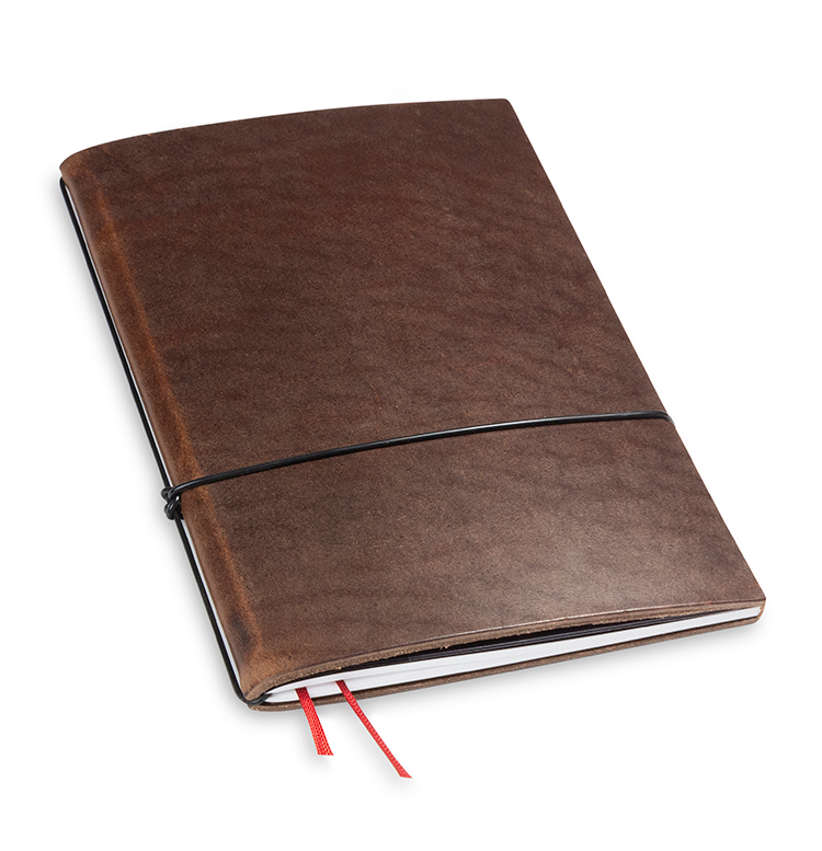 A5 1er notebook nature leather dark brown, 1 inlay (L60)