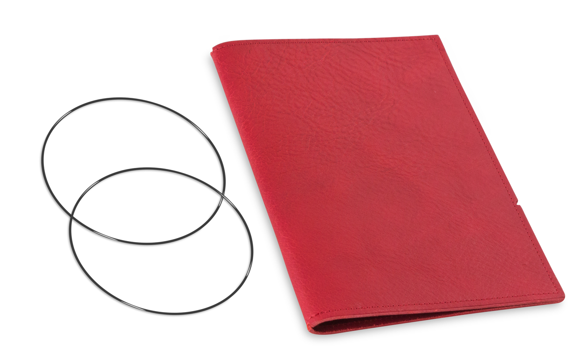 A5 Cover for 1 inlay, leather nature red incl. ElastiXs (L20)