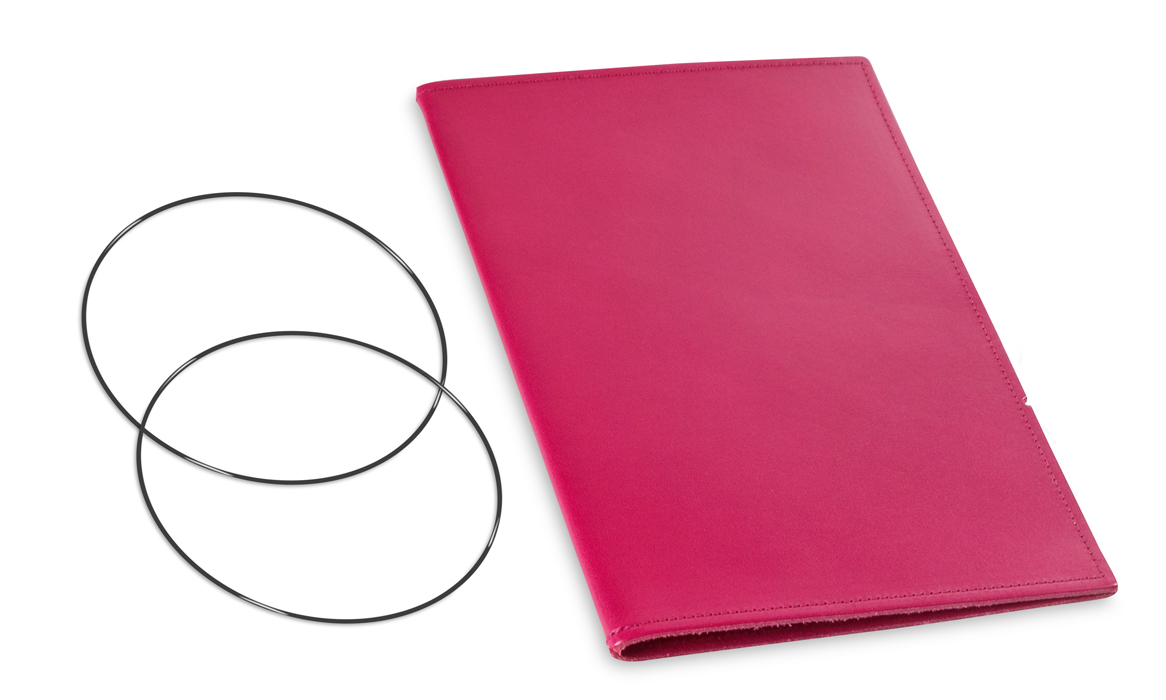 A5 Cover for 1 inlay, leather smooth magenta incl. ElastiXs (L120)