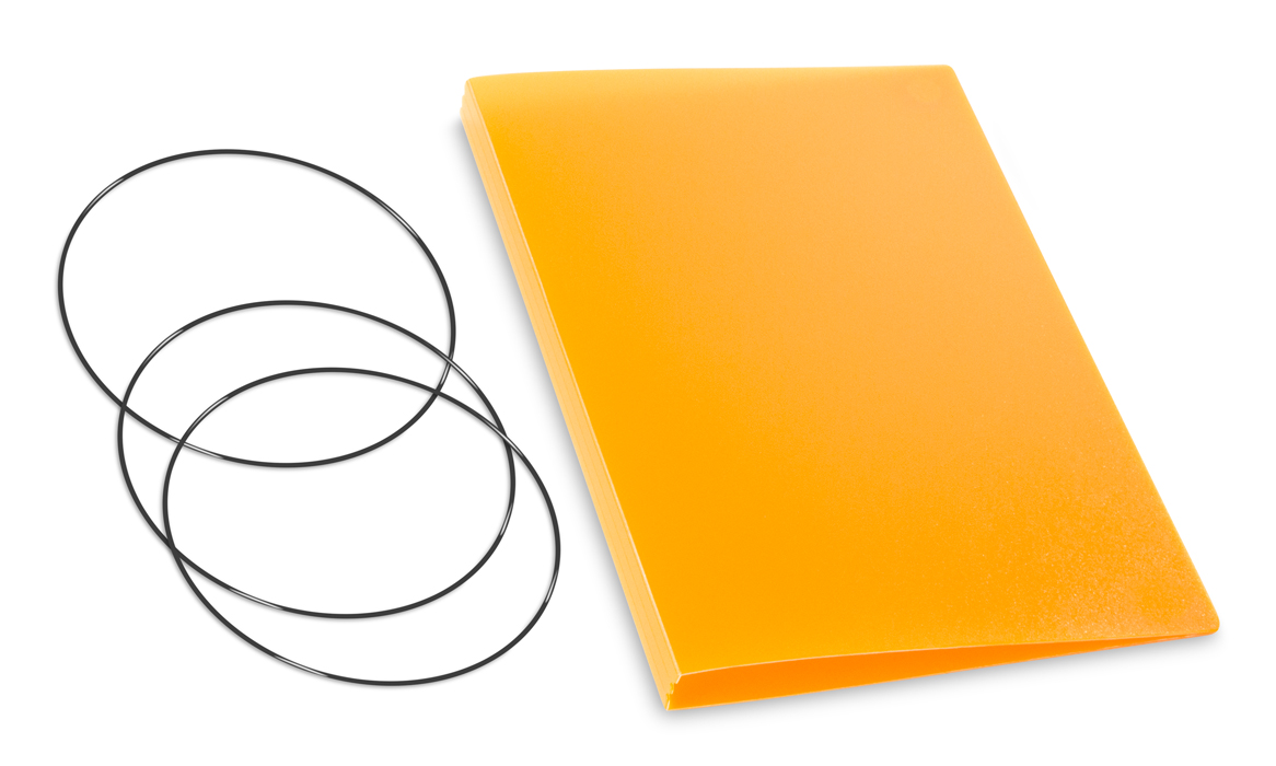 A5 Couverture pour 2 carnets, HardSkin mandarine, ElastiXs inclus