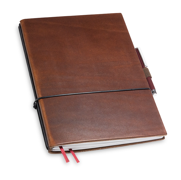 A5 2er notebook nature leather dark brown in the BOX (L60)