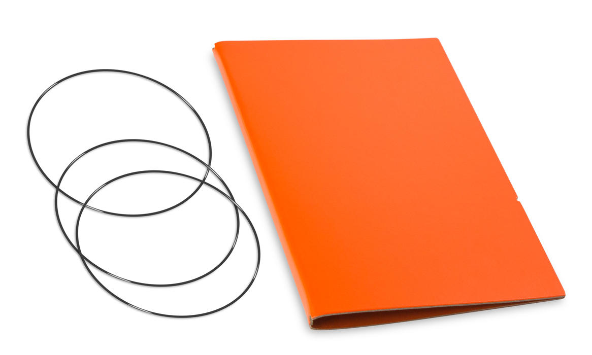 A5 Cover for 2 inlays, Lefa orange incl. ElastiXs (L250)