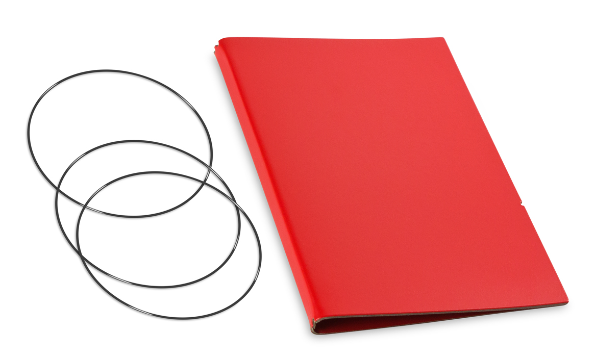 A5 Cover for 2 inlays, Lefa red incl. ElastiXs (L160)