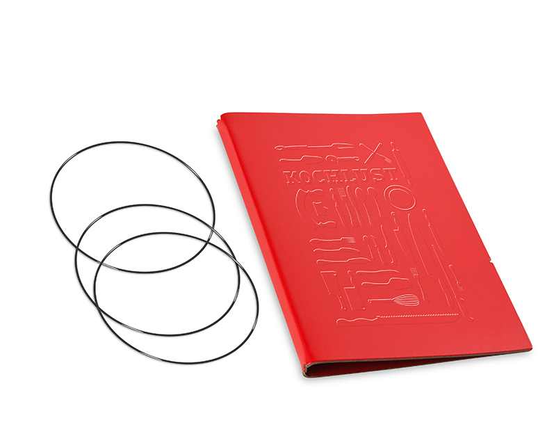 A5 2er cookbook cover Lefa red, for 2 inlays (L160)
