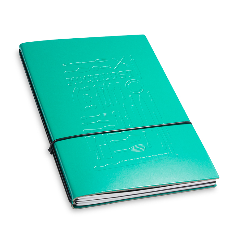 A5 2er cookbook Lefa turquoise green, 2 inlays