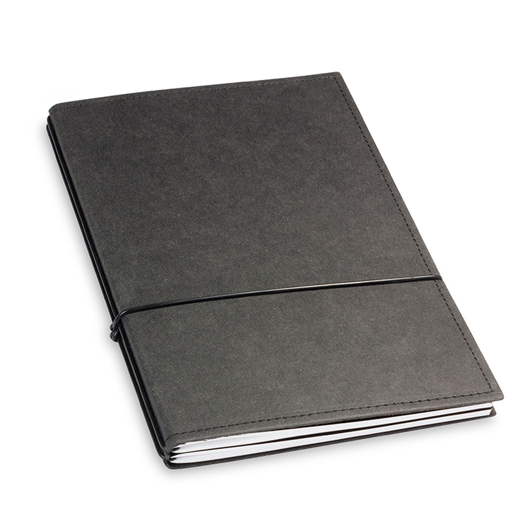 A5 2er notebook texon black, 2 inlays (L210)
