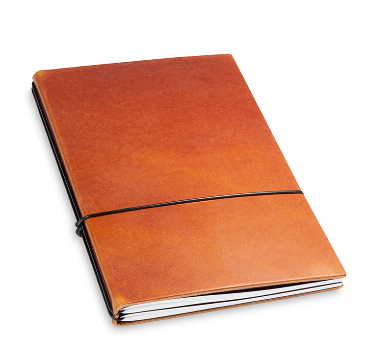 A5 2er notebook nature leather brandy, 2 inlays (L50)