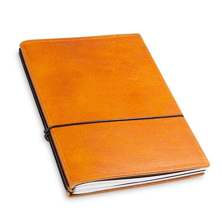 A5 2er notebook nature leather cognac, 2 inlays (L10)
