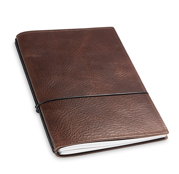 A5 2er notebook nature leather chestnut, 2 inlays (L30)