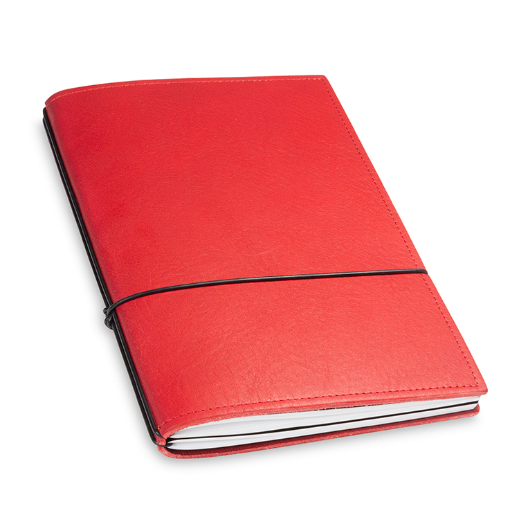 A5 2er notebook nature leather red, 2 inlays (L20)