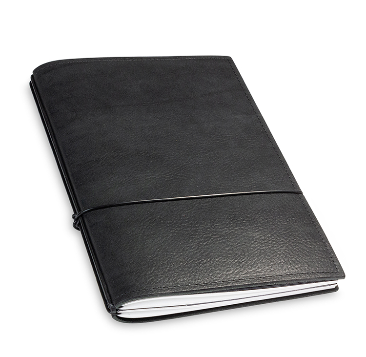 A5 2er notebook nature leather black, 2 inlays (L40)