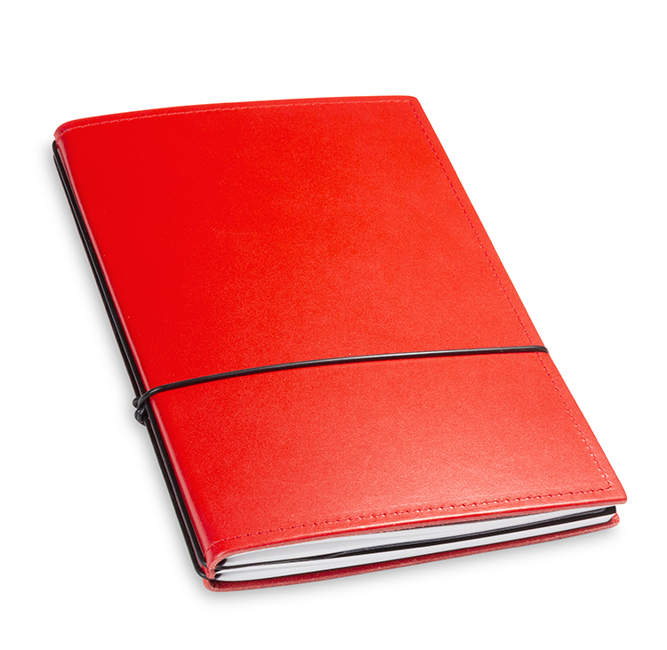 A5 2er notebook smooth leather red, 2 inlays (L90)