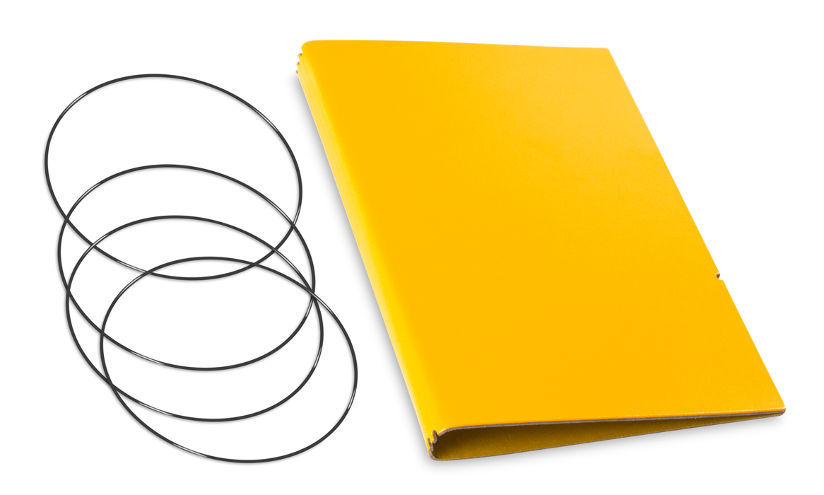A5 Cover for 3 inlays, Lefa yellow incl. ElastiXs (L240)