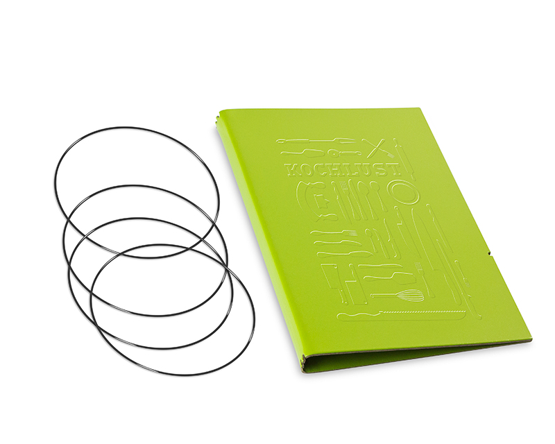 A5 3er cookbook cover Lefa green, for 3 inlays (L230)