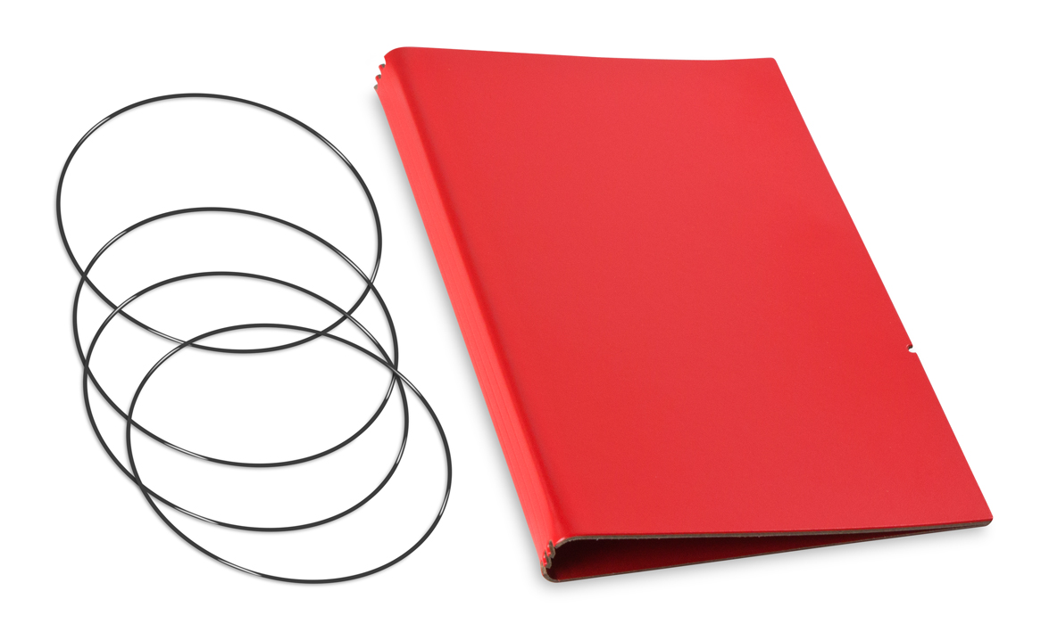 A5 Cover for 3 inlays, Lefa red incl. ElastiXs (L160)
